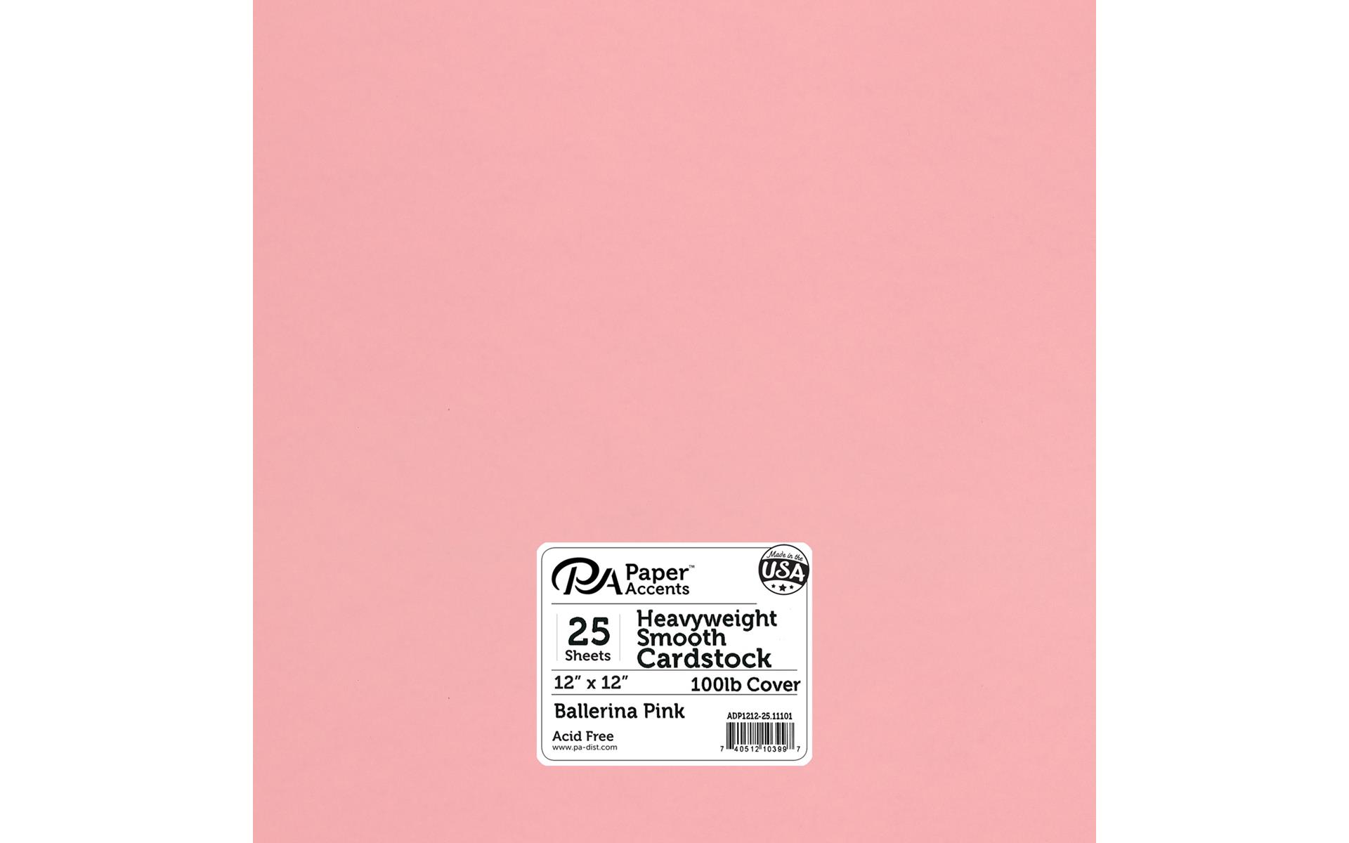 PA Paper Accents Heavyweight Smooth Cardstock 12 x 12 Ballerina Pink,  100lb colored cardstock paper for card making, scrapbooking, printing